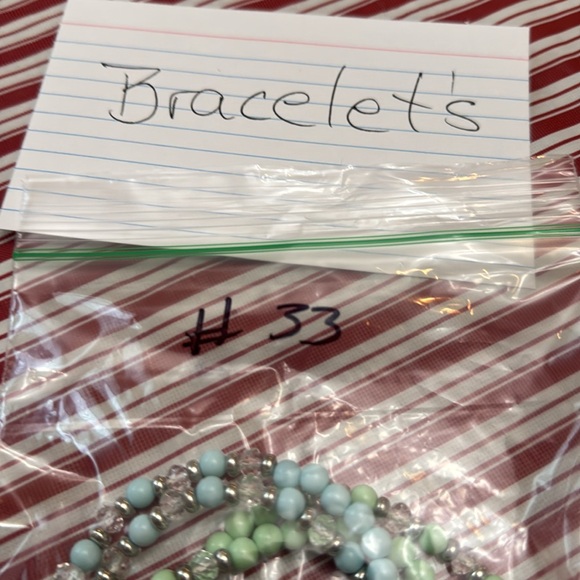 Stretched Bracelets Bundle Of 4 Blue  And Green With Crystals - Picture 6 of 6